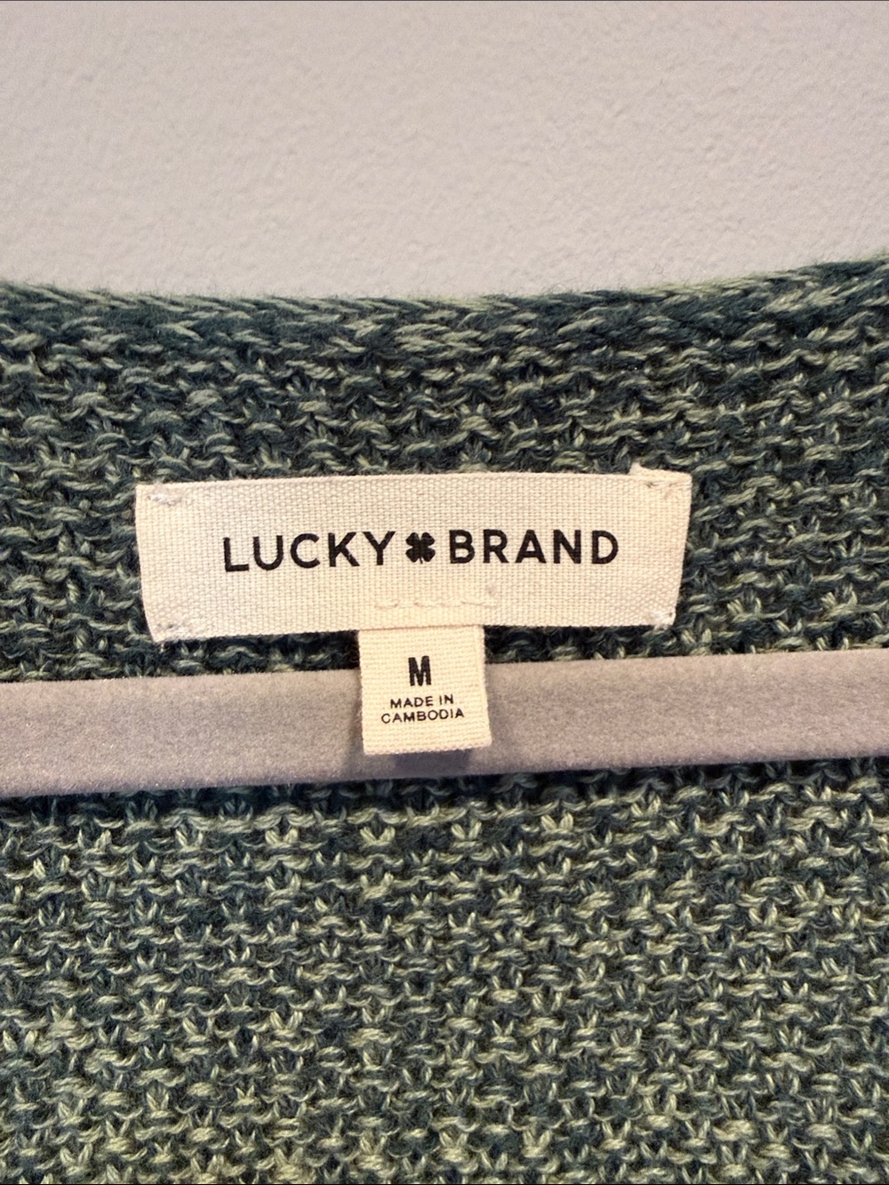 Lucky Brand Green V-Neck Marled Knit Sweater - Picture 3 of 6